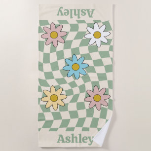 Personalisierter Groovy Retro Name Strandtuch