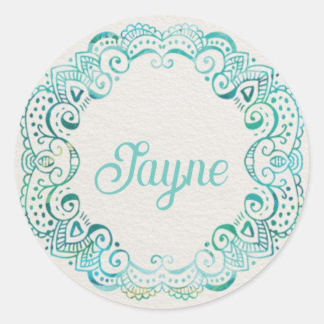 Personalisierter Groovy Tattoo Filigree Circle Runder Aufkleber (Vorderseite)