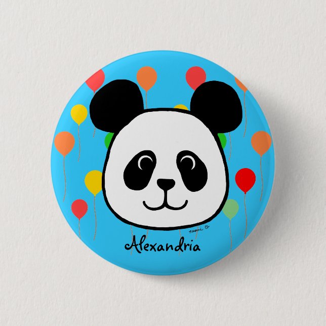 Personalisierter großer Gesichts-Panda-Cartoon Button (Vorderseite)
