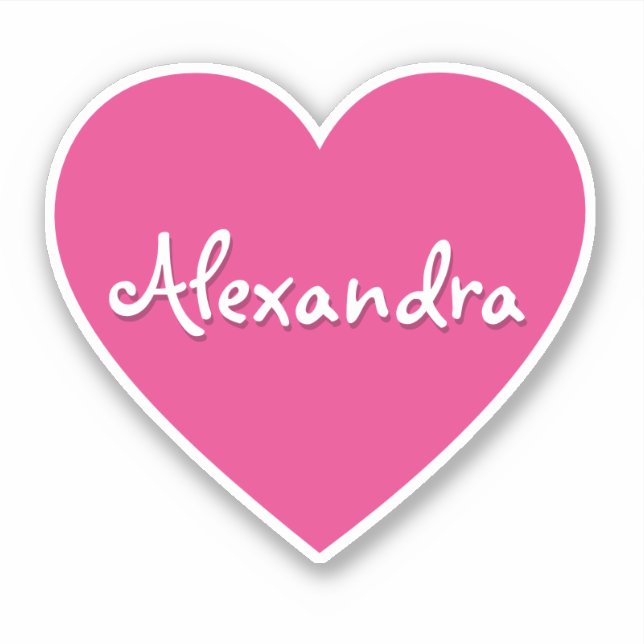 Personalisierter, großer, heiß rosa Herzname Aufkleber (Vorderseite)