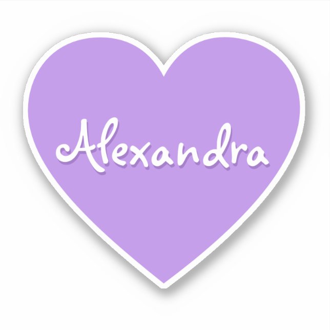 Personalisierter großer Lila Herzname Aufkleber (Vorderseite)