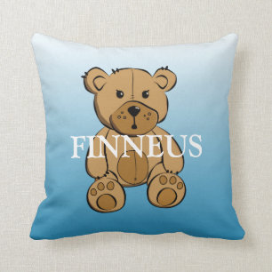 Personalisierter grün und blau gestreifter Teddybä Kissen