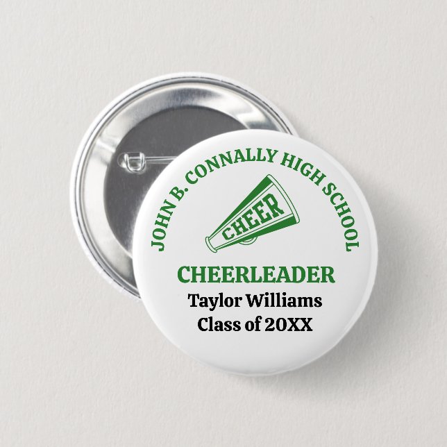 Personalisierter Gründer High School Cheerleader Button (Vorne & Hinten)