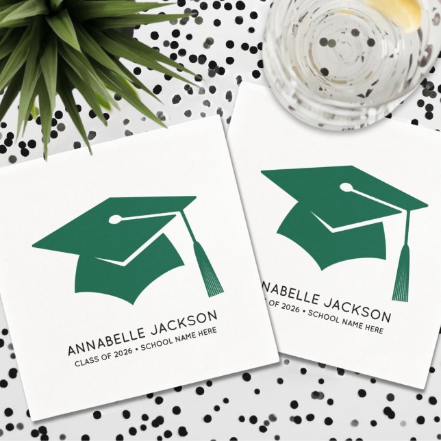 Personalisierter grüner Abschluss Serviette (Personalized Green Graduation Napkins)