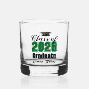Personalisierter grüner Abschlussjahrgang 2026 Whiskyglas