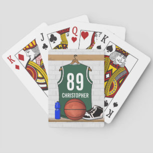 Personalisierter grüner Basketball Jersey Spielkarten