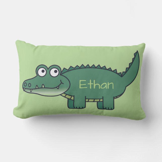 Personalisierter Grüner Cartoon Alligator Lendenkissen (Vorderseite)
