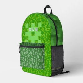 Personalisierter grüner Controller-Druck für Pixel Bedruckter Rucksack