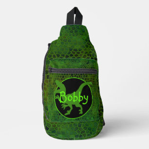Personalisierter grüner Dinosaurier Crossbody Bag