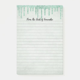 Personalisierter grüner Glitzer Post-it Klebezettel