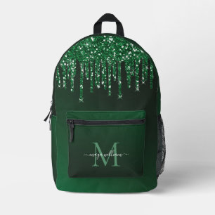 Personalisierter grüner Glitzer Tropfen Bedruckter Rucksack