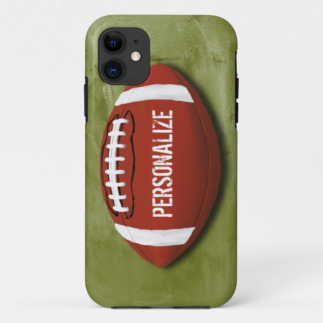 Personalisierter grüner Grunge-Fußball Case-Mate iPhone Hülle (Rückseite)