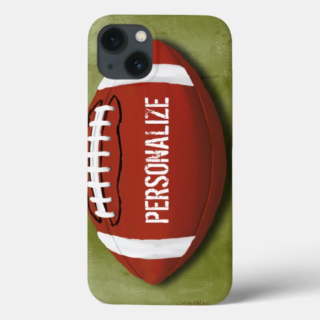 Personalisierter grüner Grunge-Fußball Case-Mate iPhone Hülle (Rückseite)