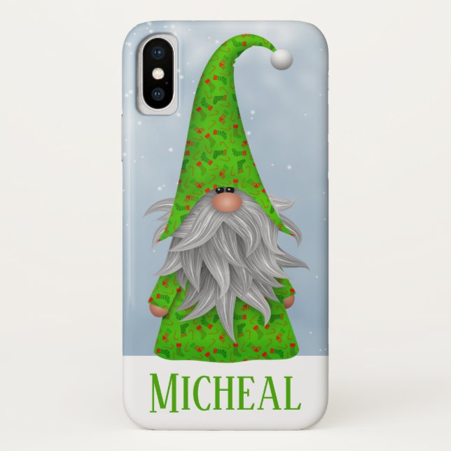 Personalisierter Grüner Holiday Gnome Case-Mate iPhone Hülle (Rückseite)