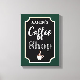Personalisierter grüner Kaffee Shop Kunst Leinwand