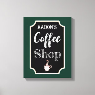 Personalisierter grüner Kaffeeshop Art Canvas Druc Leinwanddruck