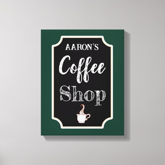 Personalisierter grüner Kaffeeshop Art Canvas Druc Leinwanddruck (Vorderseite)