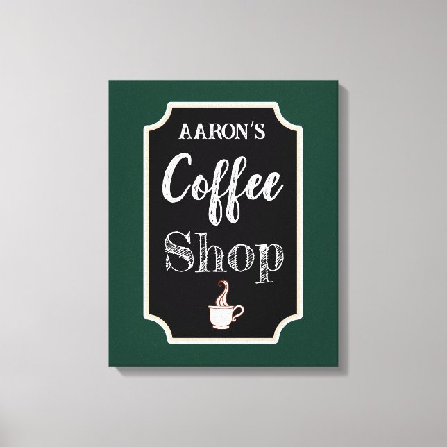 Personalisierter grüner Kaffeeshop Art Canvas Druc Leinwanddruck (Vorderseite)