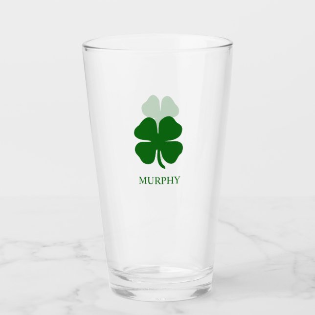 Personalisierter Grüner Klee Glas (Vorderseite)