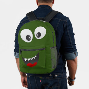 Personalisierter Grüner Monster-Spaß Bedruckter Rucksack
