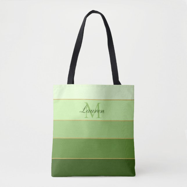 Personalisierter grüner Ombre-Farbblock Tasche (Vorderseite)
