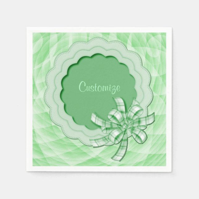 Personalisierter, grüner Rahmen Napkins Serviette (Vorderseite)