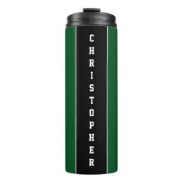 Personalisierter grüner schwarzer Streifen Thermosbecher
