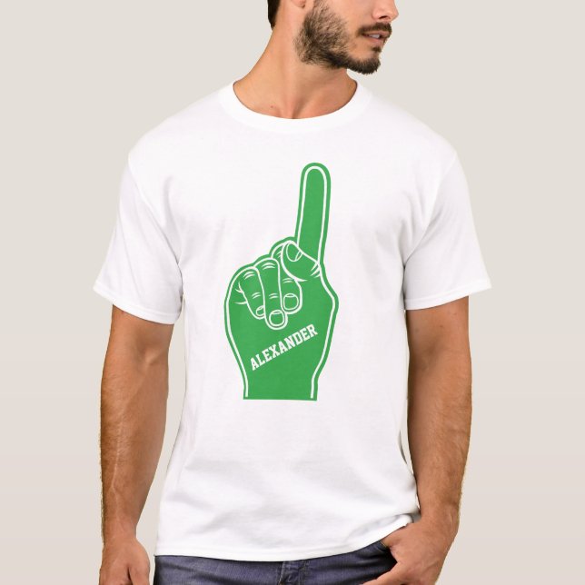 Personalisierter grüner Sportschädel Finger T-Shirt (Vorderseite)