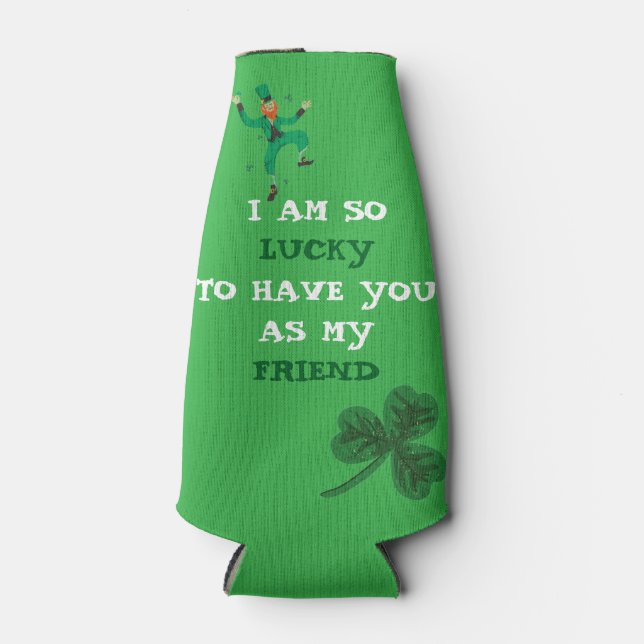 Personalisierter grüner St. Patrick's Day Cooler Flaschenkühler (Vorderseite)