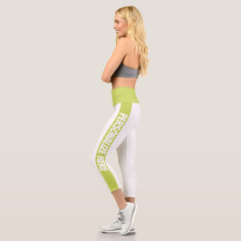 Personalisierter grüner Streifen Capri Leggings
