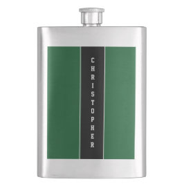 Personalisierter, grüner Streifen Flachmann