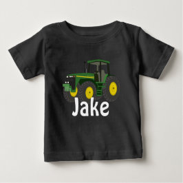 Personalisierter grüner Traktor Baby T-shirt