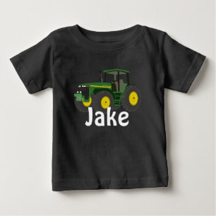 Personalisierter grüner Traktor Baby T-shirt