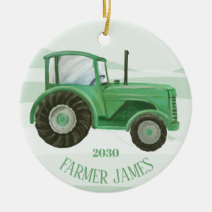 Personalisierter Grüner Traktor Weihnachtsschmuck