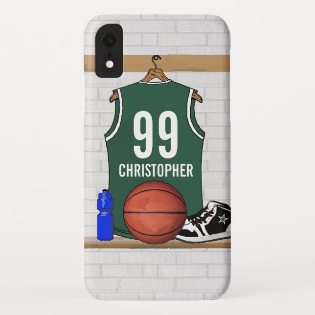 Personalisierter grüner und weißer Basketball Case-Mate iPhone Hülle (Rückseite)