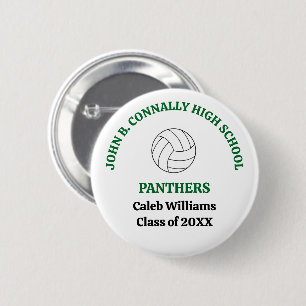 Personalisierter grüner Volleyballspieler der High Button