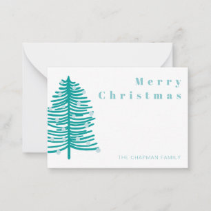 Personalisierter Grüner Weihnachtsbaum Winterwald Mitteilungskarte