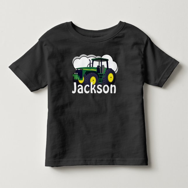Personalisierter Grüner Zuchtschlepper Kleinkind T-shirt (Vorderseite)
