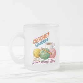 Personalisierter Häkelkönigin-Becher - Benutzerdef Mattglastasse