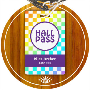Personalisierter Hall Pass Badezimmer Pass Lehrerk Ausweis
