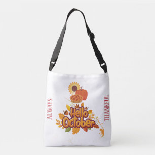Personalisierter „Hallo Oktober“-Kürbisernte-Tote Tragetaschen Mit Langen Trägern