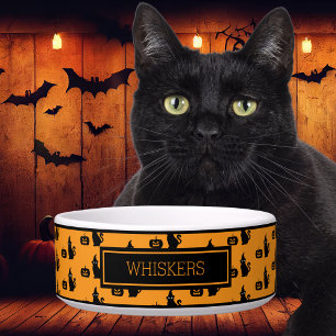 Personalisierter Halloween Black Cat Pumpkin Pet Napf