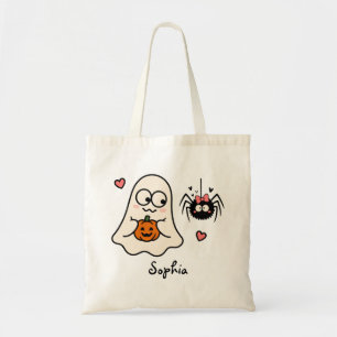 Personalisierter Halloween-Geist-Kürbis-Spinne Tragetasche