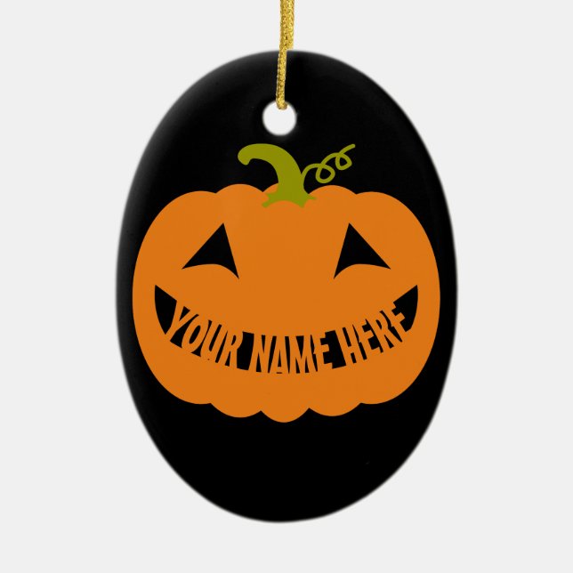 Personalisierter Halloween-Kürbis Keramik Ornament (Vorne)