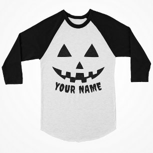 Personalisierter Halloween-Kürbisname Schwarz & We T-Shirt