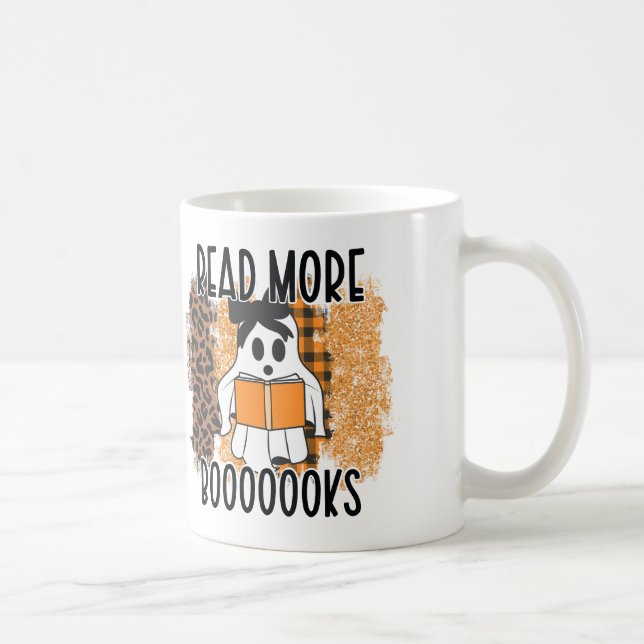 Personalisierter Halloween-Lehrer "Read More Books Kaffeetasse (Rechts)