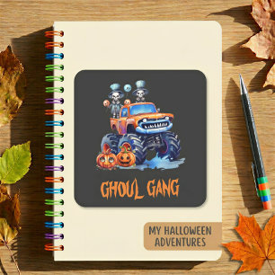 Personalisierter Halloween-Monster-Truck-Aufkleber Quadratischer Aufkleber