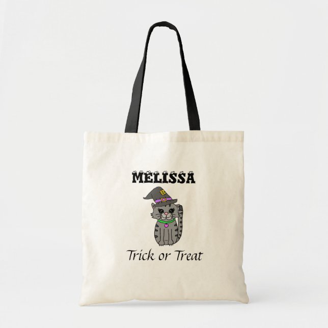 Personalisierter Halloween-Trick oder Katzenbehand Tragetasche (Vorne)