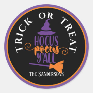 Personalisierter, Halloween Trick oder Treat Hocus Runder Aufkleber