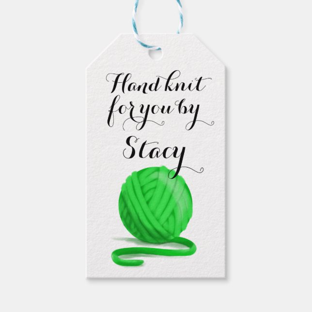 Personalisierter Hand-Strick mit Betreuungsinforma Geschenkanhänger (Vorderseite)